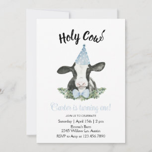 Chapeau de fête bleu vache avec Invitation Imprimé