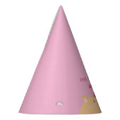 Chapeau de fête d'anniversaire rose chat mignon (Gauche)