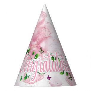 Chapeau de fête de félicitations en marbre rose mo