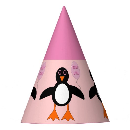Chapeau de fête de pingouin de bébé fille rose mig (Devant)