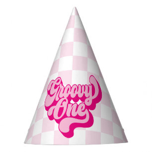 Chapeau de fête en papier Groovy One rose vif rétr