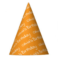 Chapeau de fête orange personnalisé avec le nom de