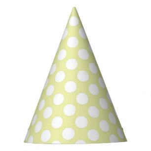 Chapeau de fête pois blanc et jaune clair