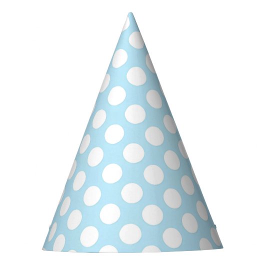 Chapeau de fête pois blanc sur fond bleu clair (Devant)