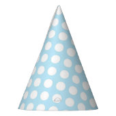 Chapeau de fête pois blanc sur fond bleu clair (Gauche)