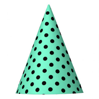Chapeau de fête pois noirs vert de mer