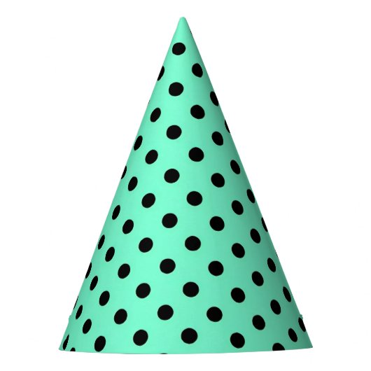 Chapeau de fête pois noirs vert de mer (Devant)