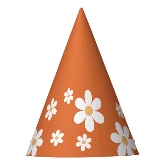 Chapeau de fête rétro daisy boho orange brûlé (Devant)