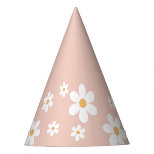 Chapeau de fête rose rétro daisy boho