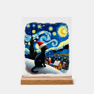 Chapeau de Santa Chaton Noir de Noël Festif Nuit É