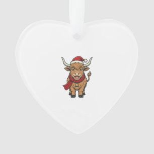 Chapeau de Santa Cow Highland Noël Vintage Vector_