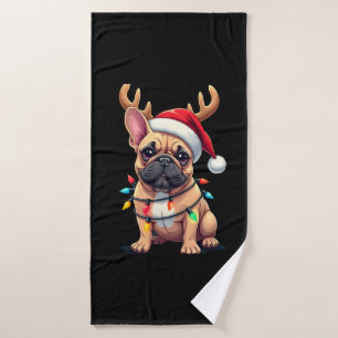 Chapeau de Santa drôle de chien bouledogue françai
