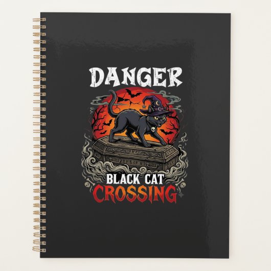 Chapeau de sorcière de Halloween Danger Black Cat (Devant)