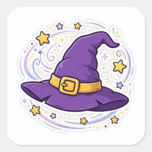 Chapeau de sorcière étoilé autocollant Halloween m