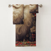 Chapeau en brocart vintage Père Noël Baies rouges (En situation)