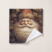 Chapeau en brocart vintage Père Noël Baies rouges (Gant de toilette)