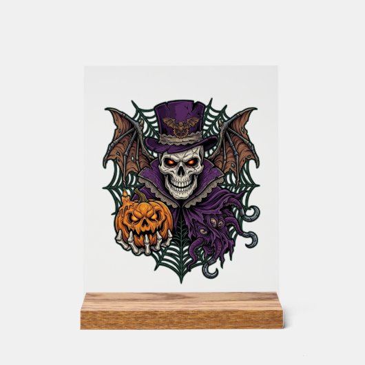 Chapeau Haut de Forme Crâne de Halloween Ailes de (Recto)