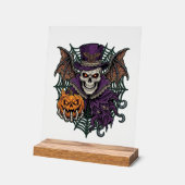 Chapeau Haut de Forme Crâne de Halloween Ailes de (Angle)