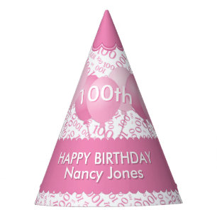 Chapeaux De Fètes 100e anniversaire Numéro Motif Pink/White Scallop