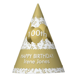 Chapeaux De Fètes 100th Festons d'or/blanc de motif de nombre