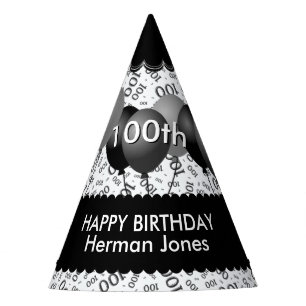 Chapeaux De Fètes 100th Motif de nombre d'anniversaire festons