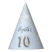 Chapeaux De Fètes 10e anniversaire bébé bleu argent parties scintill (Devant)