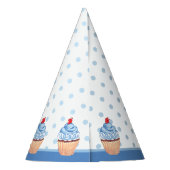 Chapeaux De Fètes 1er anniversaire fête Cupcake Boys Motif bleu (Dos)