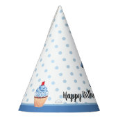 Chapeaux De Fètes 1er anniversaire fête Cupcake Boys Motif bleu (Gauche)