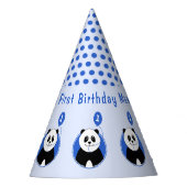 Chapeaux De Fètes 1er anniversaire panda enfants bleu (Devant)