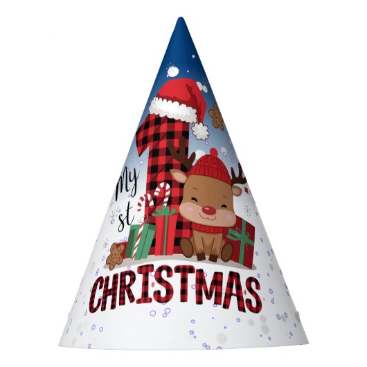 Chapeaux De Fètes 1er Noël Blanche Neige Bébé Reindeer Ciel Bleu (Devant)