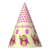 Chapeaux De Fètes 2e anniversaire singe enfants crème rose (Devant)