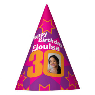Chapeaux De Fètes 30e anniversaire photo personnalisée star nom casq