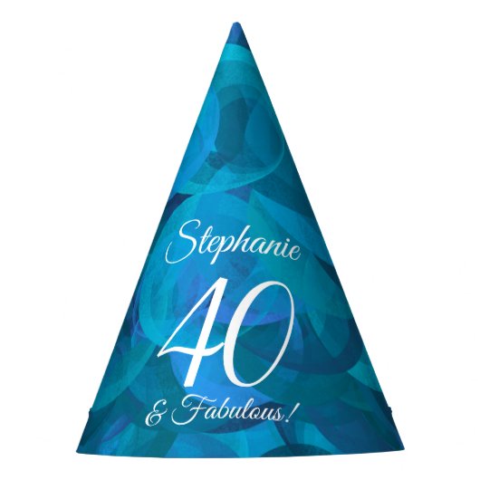 Chapeaux De Fètes 40 & Fabuleux Elegant Ocean Blue Anniversaire (Devant)