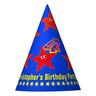 Chapeaux De Fètes 4ème Étoiles de rouge d'anniversaire