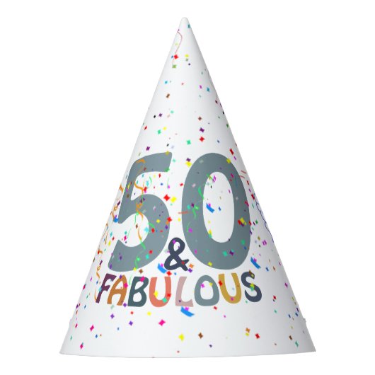 Chapeaux De Fètes 50 & Fabuleux Blue Confetti Anniversaire tendance (Devant)