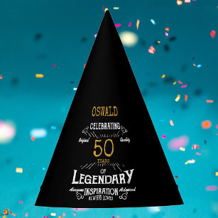 Chapeaux De Fètes 50e anniversaire Légendaire Black Gold Retro