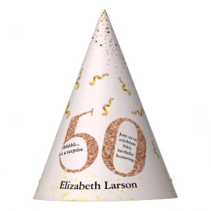 Chapeaux De Fètes 50e Anniversaire Moderne Minimaliste Paillettes Or
