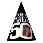 Chapeaux De Fètes 50th birthday photo personalized white black (Devant)