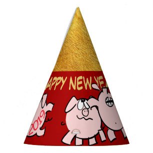 Chapeaux De Fètes 5 Dessins humoristiques amusants Cochon Année Anni