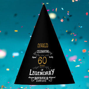 Chapeaux De Fètes 60e anniversaire Légendaire Black Gold Retro