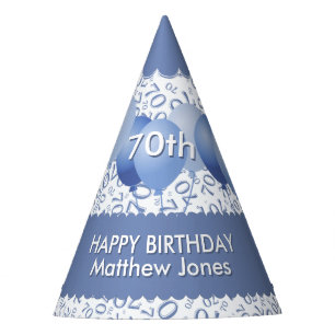 Chapeaux De Fètes 70e anniversaire Numéro Motif Coupon bleu/blanc