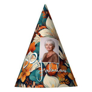 Chapeaux De Fètes 80 et fabuleux Motif Flower Photo Anniversaire