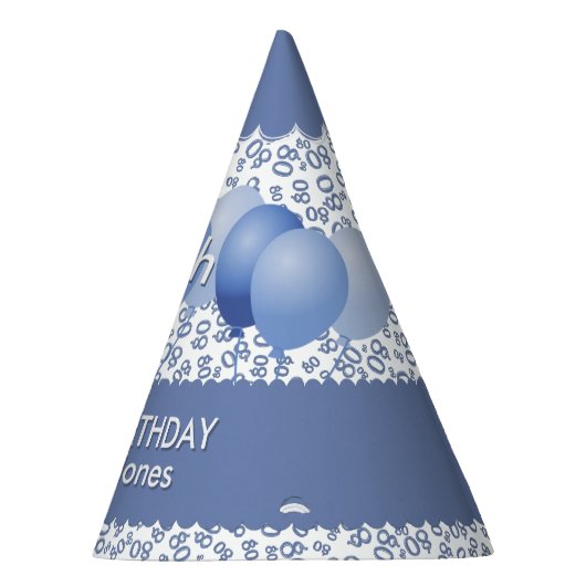Chapeaux De Fètes 80e anniversaire Numéro Motif Coupon bleu/blanc (Droite)