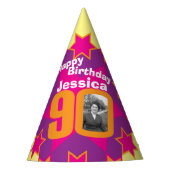 Chapeaux De Fètes 90e anniversaire photo personnalisée star nom casq (Devant)