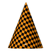 Chapeaux De Fètes À damiers halloween noir et orange (Gauche)