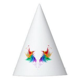 Chapeaux De Fètes Ailes fluffy arc-en-ciel