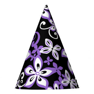 CHAPEAUX DE FÈTES ALOHA HAWAII (NOIR/VIOLET) CASQUETTE DE FÊTE