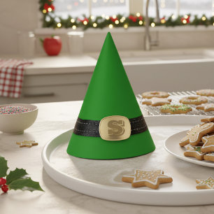 Chapeaux De Fètes Amusant Vert Elfe de Noël Monogramme Casquette de
