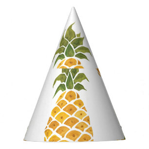 Chapeaux De Fètes Ananas peint à la main, arrière - plan aquarelle.