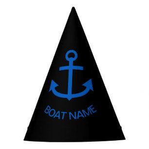 Chapeaux De Fètes Ancre Bleu Votre nom de bateau Pirate noir
